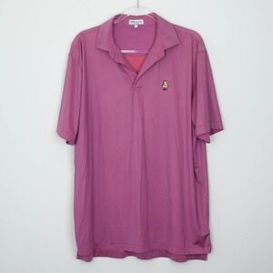 Peter Millar Mens Summer Comfort Plaid Polo Shirt Size L Pink Short Sleeve